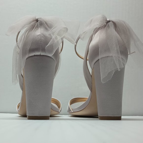 Badgley Mischka Women's Kim Lavender Satin BHLDN Block Heel Tulle Bow Shoes 8.5 - Picture 6 of 8